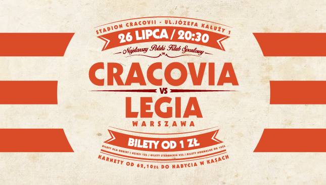 Cracovia - Legia Warszawa godz. 20:30